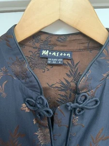 Monsoon Silk Mandarin 3 Piece Outfit Black & Copper/bronze 10/12 Skirt Top Coat - Picture 1 of 16