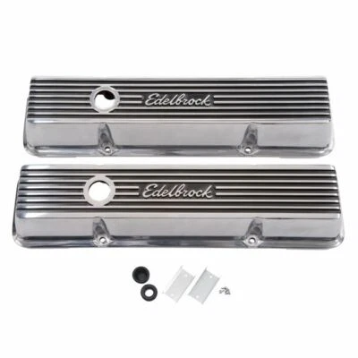 Edelbrock 4262 Elite II Polished Aluminum Valve Covers Small Block Chevy V8's - Image 1 of 3