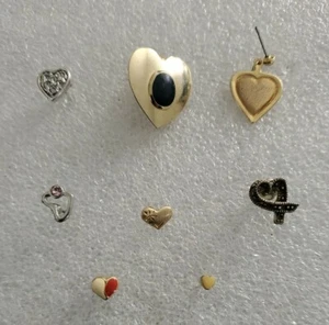 8 Pc Lot Vintage Hearts Jewelry  Earrings  - Picture 1 of 9
