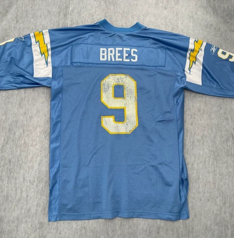 VINTAGE San Diego Chargers Jersey Adult Large Blue Drew Brees Reebok NFL Mens L Cover