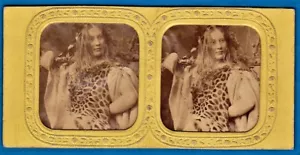 early tinted tissue stereoview photo sexy girl goddess or fairy stereo ca 1860 - Picture 1 of 2