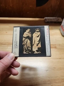 Vtg Magic Lantern Slide-Sculpture From Tomb Of John The Fearless- "Two Mourners" - Picture 1 of 4