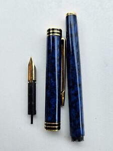 Waterman Fountaint Pen Blue Marble Nib 18K Gold France for parts