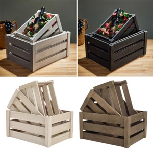 Wooden Crate Boxes Storage Apple Fruit Plain Wood Box Craft Crates Furniture - Picture 1 of 38