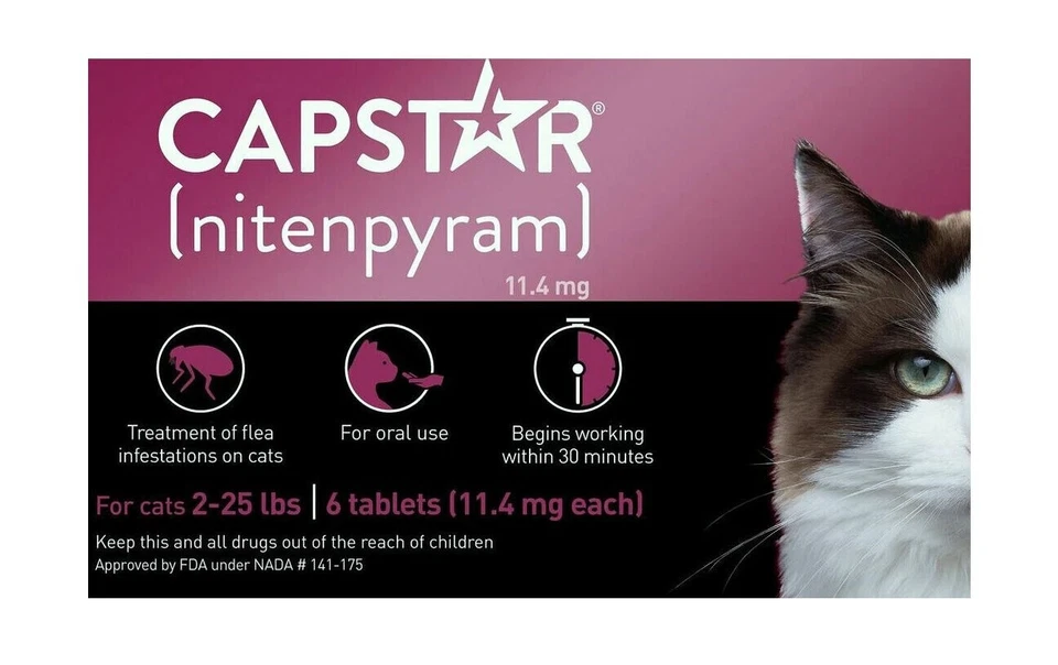 Capstar Nitenpyram 11.4mg 6 Tablets For Cats 2-25 LBS 10/2026