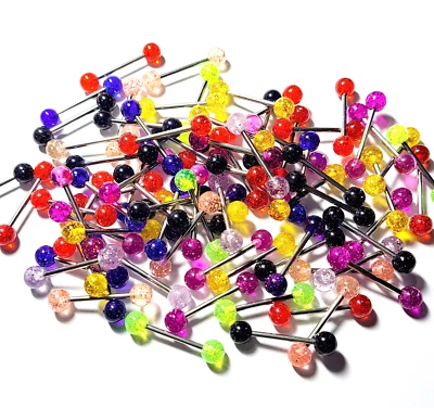 Anillo Pezón Lengua Barra Acrílico/Acero Calibre 14 5/8" 6mm Brillo-Mezcla de 5 Foto 1 de 3