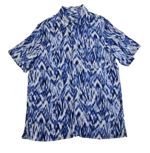 Tasso Elba Island Shirt Men’s XL 100% Linen Short Sleeve Blue Button Hawaiian LN - Picture 1 of 14