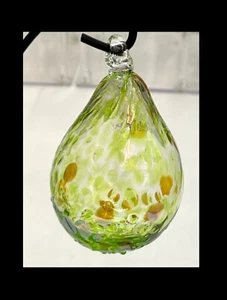 Luster Green & Gold Christmas Ornament. Blown Glass - Picture 1 of 2