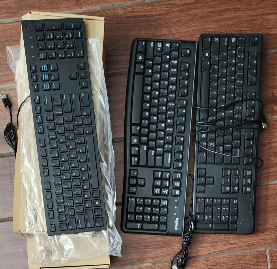 5x Lot Dell Logitech Keyboard  USB 104-Key Quiet Keyboard Clean Wired - Image 1 of 1