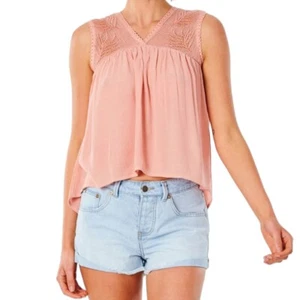 Ripcurl Crochet Flowy Gauze Tank Top - Picture 1 of 7