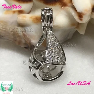 Forever Crystals Teardrop - 925 Sterling Silver - Pearl Cage Pendant- Hold 6-8mm - Picture 1 of 5