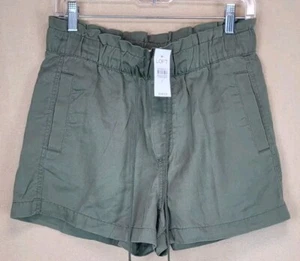 NWT Ann Taylor Loft Shorts Womens Olive Green Elastic Drawstring Waist Sz Small - Picture 1 of 4