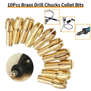 10Pcs Mini Brass Drill Chuck Collet Bit 0.5-3.2mm For Dremel Rotary Tools Kit - Picture 1 of 14