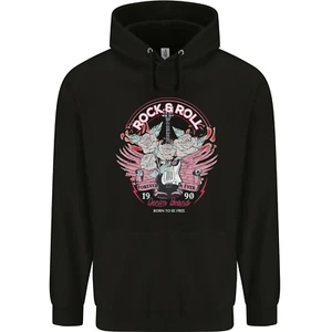 Rock n Roll Born to Be Free Guitar Wings Childrens Kids Hoodie - Picture 1 of 3