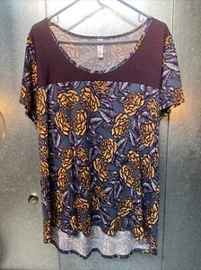 Lularoe Size XL High Low Short Sleeves Rose Floral Design - Picture 1 of 19