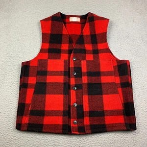 CC Filson Mackinaw Wool Vest Mens 42 Red Black Buffalo Plaid Style 20 USA Made - Picture 1 of 11