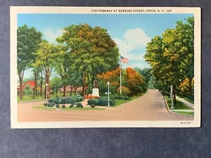 Parkway At Genesee Street Utica NY Litho Postcard H1307083634 - Picture 1 of 3