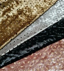 Velvet Jersey Fabric Perforated Stretch Plush - Sold By The Metre - Picture 1 of 18