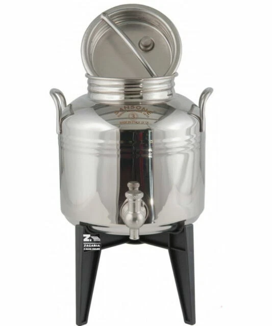 Sansone SST03 3 Litri Fusto Bidone di Acciaio per Olio - Argento
