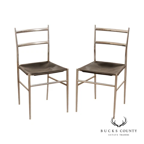 Gio Ponti Mid Century Modern Pair of 'Superleggera' Side Chairs Cover