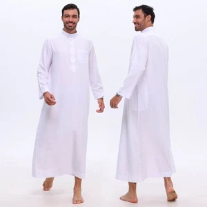 Saudi Arab Men Thobe Jubba Thoub Abaya Men Muslim Kaftan Dishdasha Islamic Robe - Bild 1 von 13