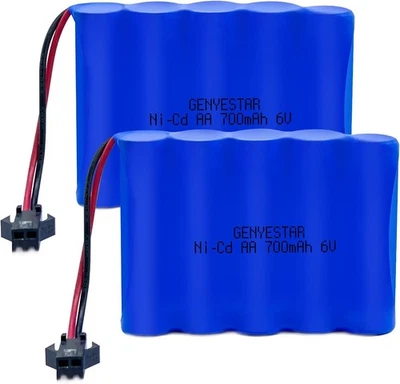 2 Pack 6.0V 700mAh Ni cd Rechargeable AA Battery Pack for 11 Channel RC - Image 1 of 4
