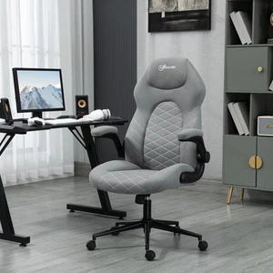 Vinsetto High-Back Home Office Chair w/ Flip Up Armrests Swivel Seat Light Grey - Picture 1 of 12