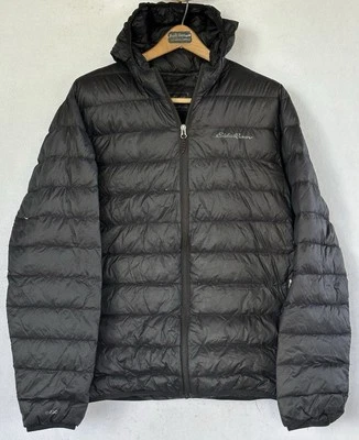 Eddie Bauer Lightweight Down Jacket 650 Fill Men's Sz L Black Hooded - Image 1 of 4