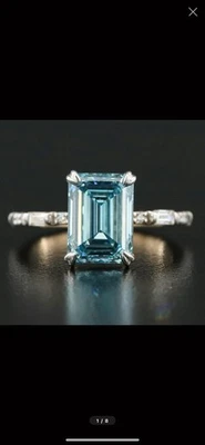 14K 3.64 CTW lab Grown Diamond Ring. Size6.5 W/ Fancy Blue Center & IGI ￼Report. - Image 1 of 4