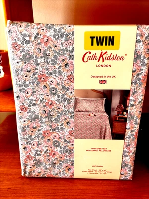 Cath Kidston Twin Sheet Set Archive Ditsy Pink Pink & Blue OEKO 100% Cotton - Image 1 of 4