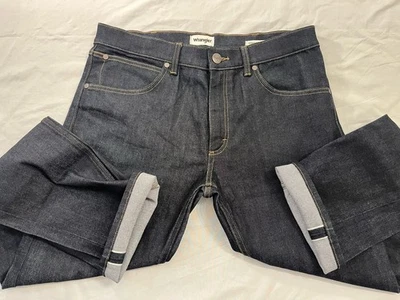Pantalones de mezclilla Wrangler nuevos sin etiquetas para hombre 34x33 ribete índigo crudo ajustados elásticos oscuros Foto 1 de 4
