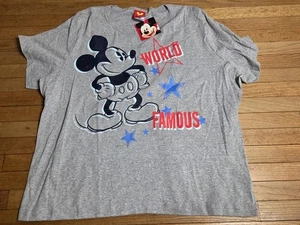 Disney Mickey Mouse World Famous Adult Womens Gray T Shirt Size 26/28 - Picture 1 of 8