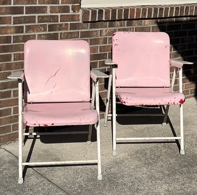 ПАРА ВИНТАЖНЫХ СКЛАДНЫХ СТУЛЬЕВ ДЛЯ ГАЗОНА RUSSEL WRIGHT MCM SAMSON ПАТИО SHWAYDER BROS - Изображение 1 из 4