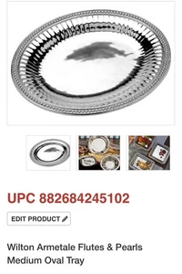 Wilton Armetale Medium Oval Serving Platter Flutes And Pearls Pattern - Picture 1 of 6