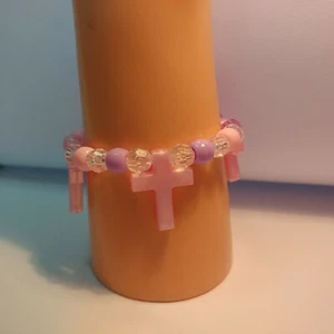 Ten (10) Girls Stretch Pony Bead Cross Bracelets, Various Colors and Sizes - Picture 1 of 4
