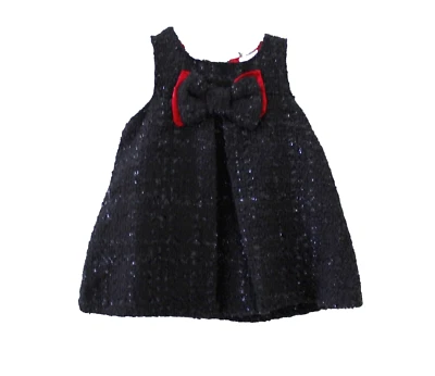 Vestido Koala Baby Sin Mangas Brillante Lazo Detalles Tweed Línea A Talla 12M Rojo Negro Foto 1 de 4