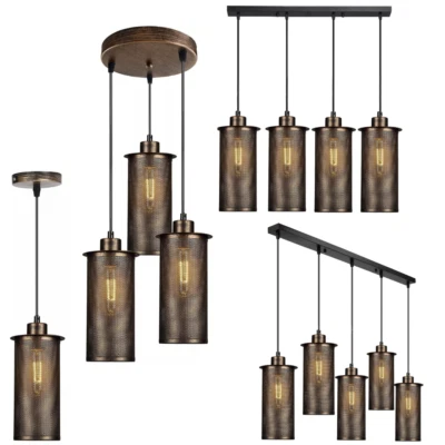 Industrial Pendant Light Fitting Hanging Retro Lamp Metal Cage Ceiling E27 Lamp - Image 1 of 4