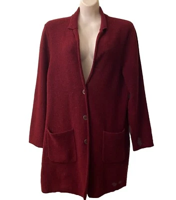 Cardigã suéter The Territory Ahead grande borgonha salpicada knub lã de cordeiro - Imagem 1 de 4