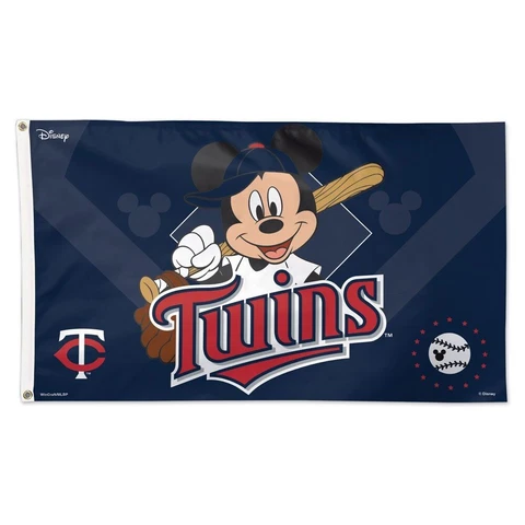 MINNESOTA TWINS MICKEY MOUSE BASEBALL 3'X5' DELUXE FLAG NEW WINCRAFT 👀 Cover