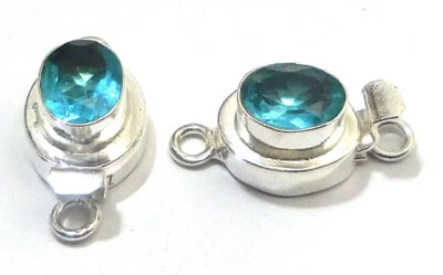 1 PIEZA BROCHE DE CAJA TOPACIO AZUL OVALADO 1 HEBRA CHAPADO EN PLATA DE LEY 618 LFU-215 Foto 1 de 3