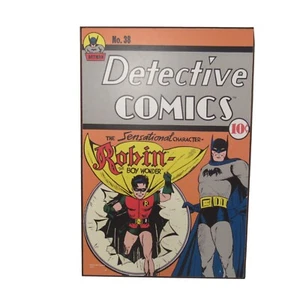 Letrero de madera de Detective Comics n.o 38, vintage, Batman-Robin, portada de arte de libro 13""x19 - Imagen 1 de 6