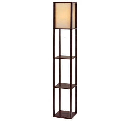 Artiss Floor Lamp Standing LED Light 3 Tier Storage Shelf Vintage Wood Bedroom - image 1 of 4