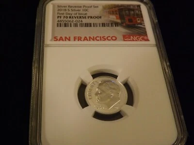 2018-S    10C    First Day Of Issue  REVERSE PROOF       NGC   PF 70 - Image 1 of 2