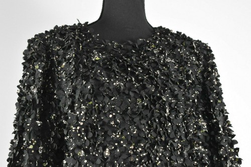 Raro blazer seta Tory Burch taglia 10 petali testurizzati gancio occhiello giacca logo pianeti