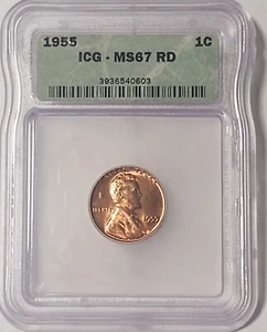 1955 P Lincoln Wheat Cent ICG MS 67 RD - Picture 1 of 4