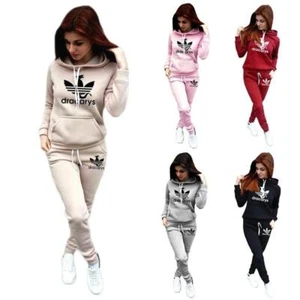Conjunto de 2 piezas para mujer chándal sudaderas con capucha pantalones mujer traje deportivo invierno - Imagen 1 de 9