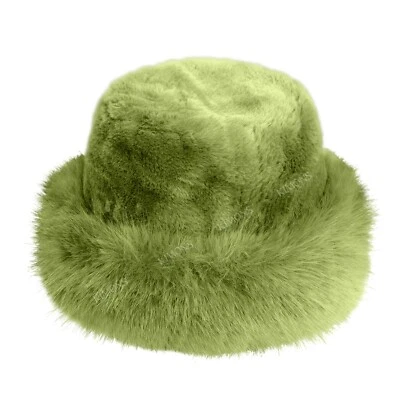 Fluffy Fur Bucket Hat - Warm Fisherman Plush Winter Hat Women Thick Furry Faux - Image 1 of 4
