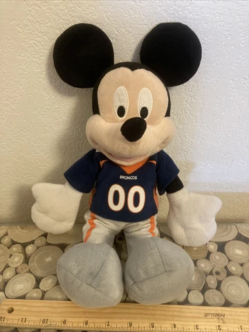 NFL Disney Mickey Mouse Denver Broncos 00 Plush Toy  Pre Owned Displayed.  17" Cover