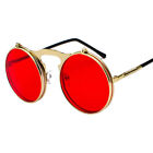 Men Women Steampunk Sunglasses Metal John Lennon Flip Up Lens Round Eye Glasses
