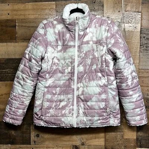 The North Face Pink/White Reversible Mossbud Swirl Coat Jacket Girl's Size XL - Picture 1 of 9